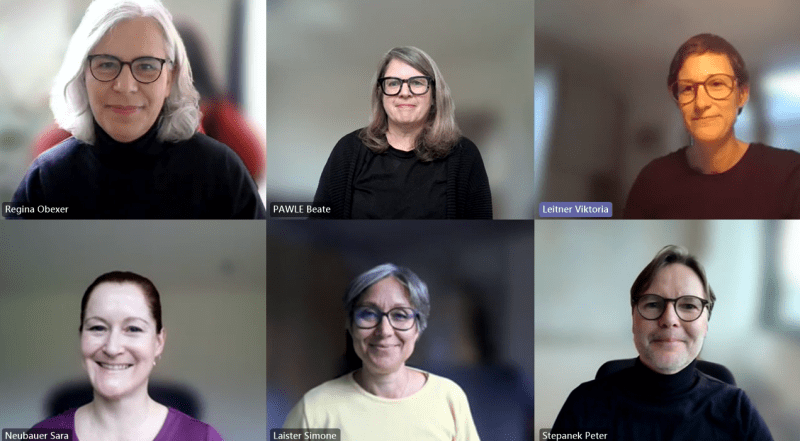 Gesichter des neuen Vereinsvorstands in der Videokonferenz